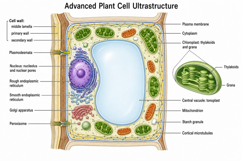 Detailed Plant Cell Diagram (University Level)