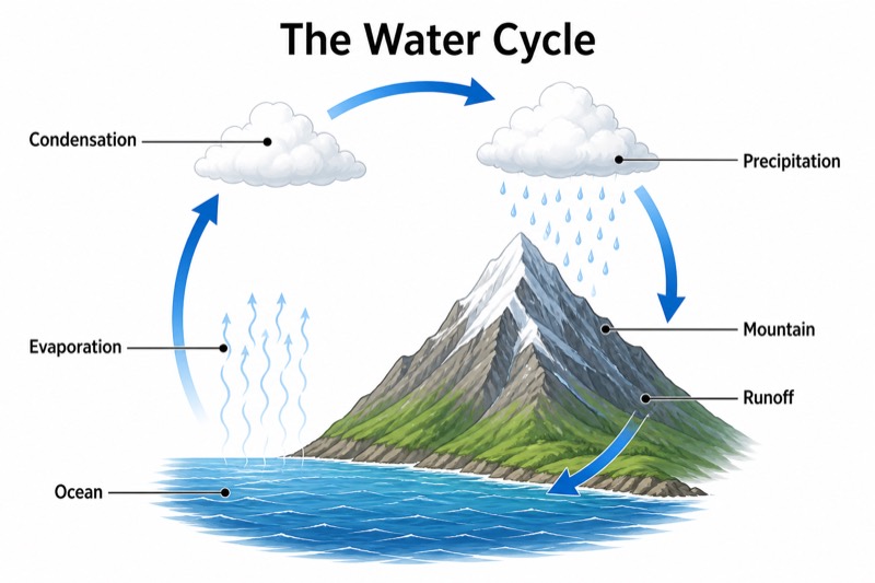 Simple Water Cycle Diagram for Middle School