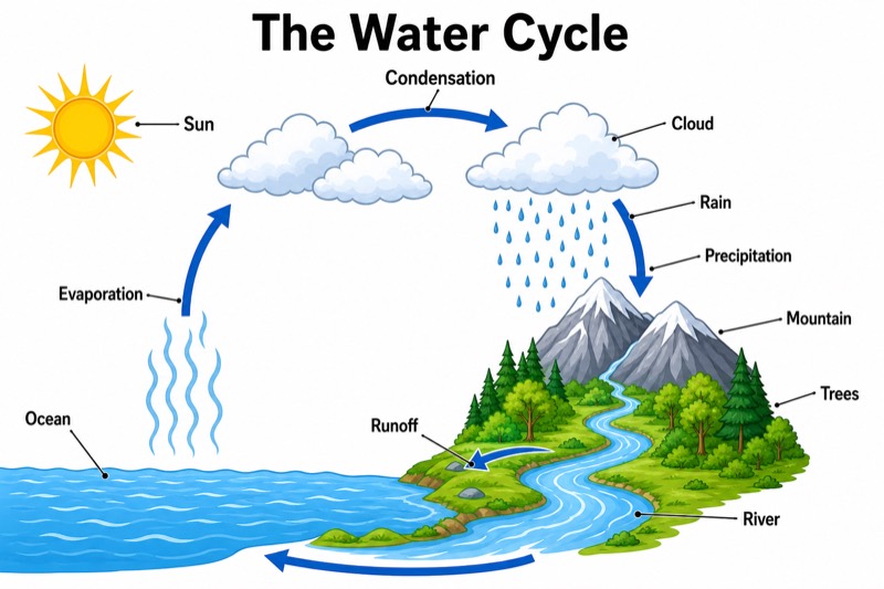 Water Cycle Diagram for Kids